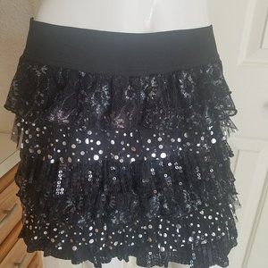 Black Sequin Short Skirt
